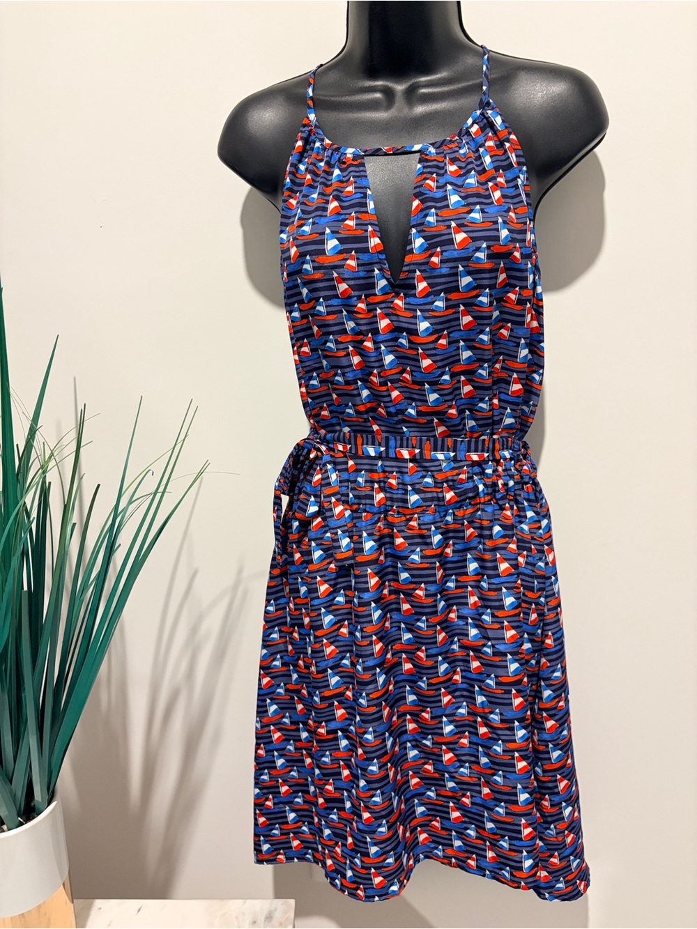 Nautical Print Slip Dress - Size L (Like New)